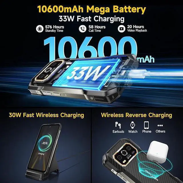 Alt view image 4 of 7 - Ulefone Armor 27T Rugged Phone with Thermal Imaging Camera, 10600mAh 12GB+256GB MTK Helio G99 Android 14, 50MP+64MP Night Vision, 6.78" FHD+ 120Hz, IP68/69K Waterproof Dual SIM Smartphone NFC+Case