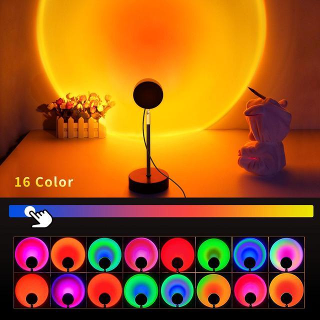 Sunset Lamp Projector Multicolor Changing LED Projection Lamp,Switch Button  and APP Control 360 Degree Rotation Sunlight Lamp for Bedroom