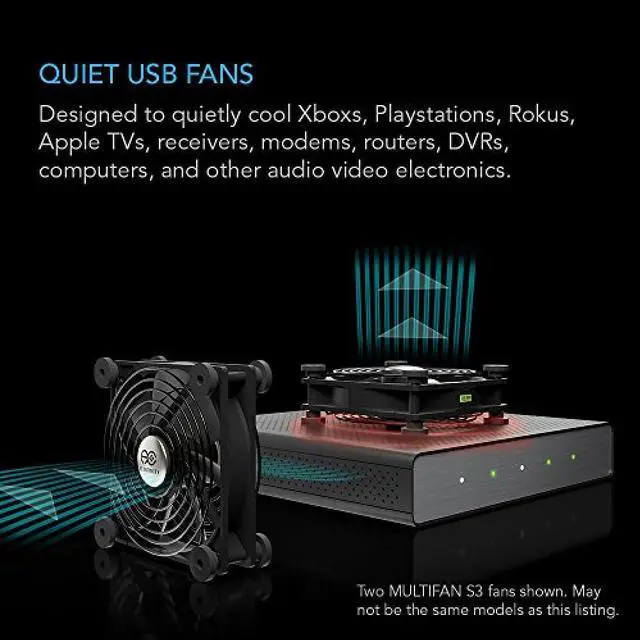Alt view image 12 of 17 - AC Infinity MULTIFAN S4, Quiet 140mm USB Fan for Receiver DVR Playstation Xbox Computer Cabinet Cooling