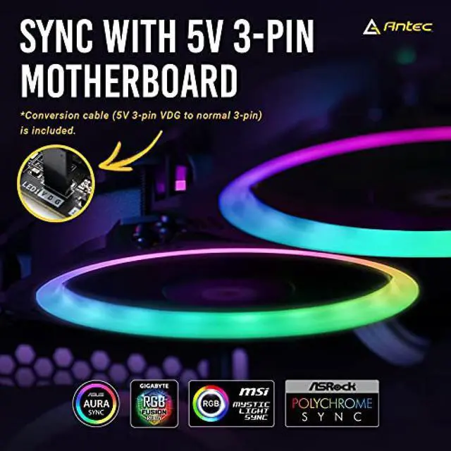 Alt view image 18 of 20 - Antec Prizm 120 ARGB 5 Plus C 120 mm Case Fan with Fan Controller - Pack of 5