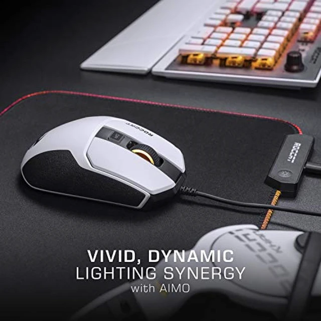 Alt view image 4 of 7 - ROCCAT Kain 102 Aimo RGB Gaming Mouse (Proooptic R8, Titan Click, Lightweight 89g) White Germany Design & Engineering ROC-11-610-WE