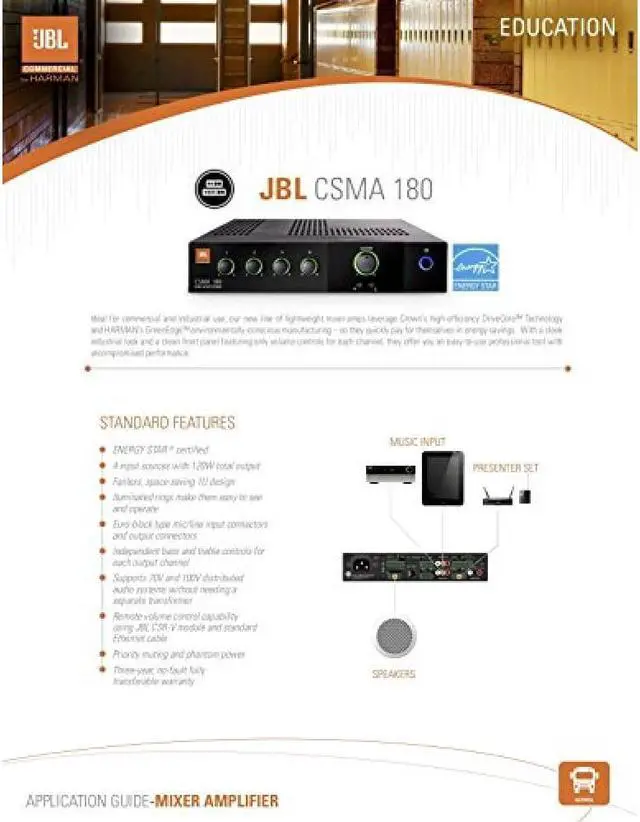 Alt view image 14 of 19 - Harman 4 Input 1 Output 80/120W Mixer/Amplifier NCSMA180-U-US