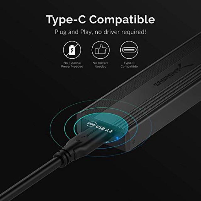 Alt view image 20 of 20 - SABRENT USB 3.2 Type-C Tool-Free Enclosure for M.2 PCIe NVMe and SATA SSDs (EC-SNVE)