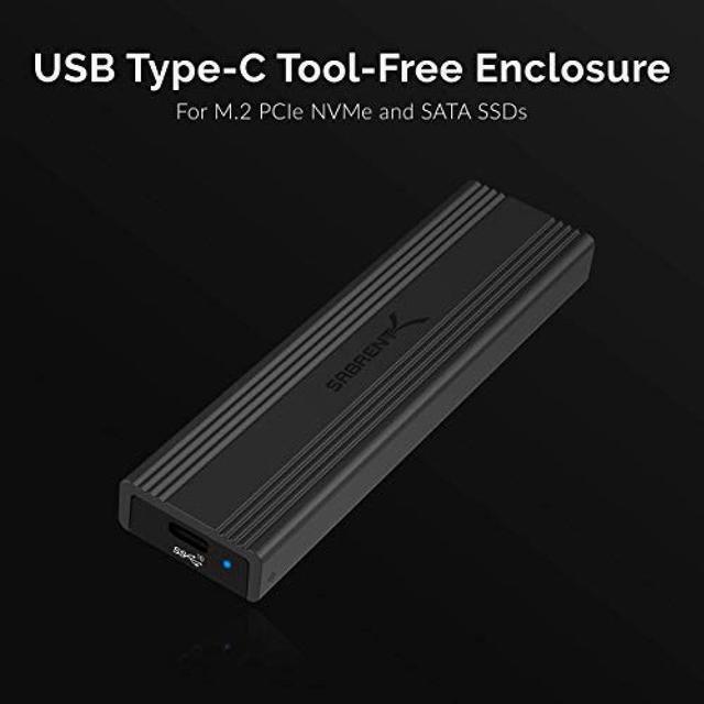 Alt view image 18 of 20 - SABRENT USB 3.2 Type-C Tool-Free Enclosure for M.2 PCIe NVMe and SATA SSDs (EC-SNVE)
