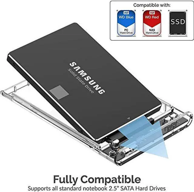 Alt view image 12 of 16 - SABRENT 2.5-Inch SATA to USB 3.0 Tool-Free Clear External Hard Drive Enclosure [Optimized for SSD, Supports UASP SATA III] (EC-OCUB)