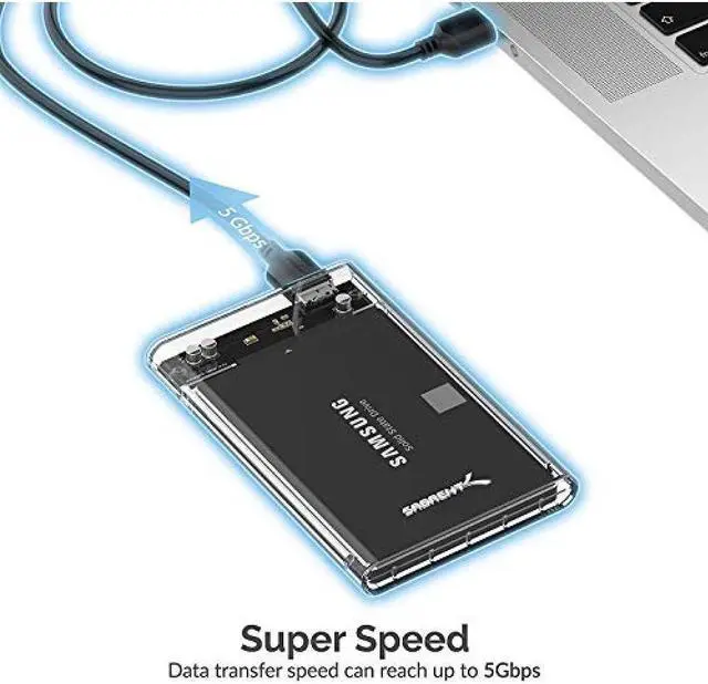 Alt view image 13 of 16 - SABRENT 2.5-Inch SATA to USB 3.0 Tool-Free Clear External Hard Drive Enclosure [Optimized for SSD, Supports UASP SATA III] (EC-OCUB)