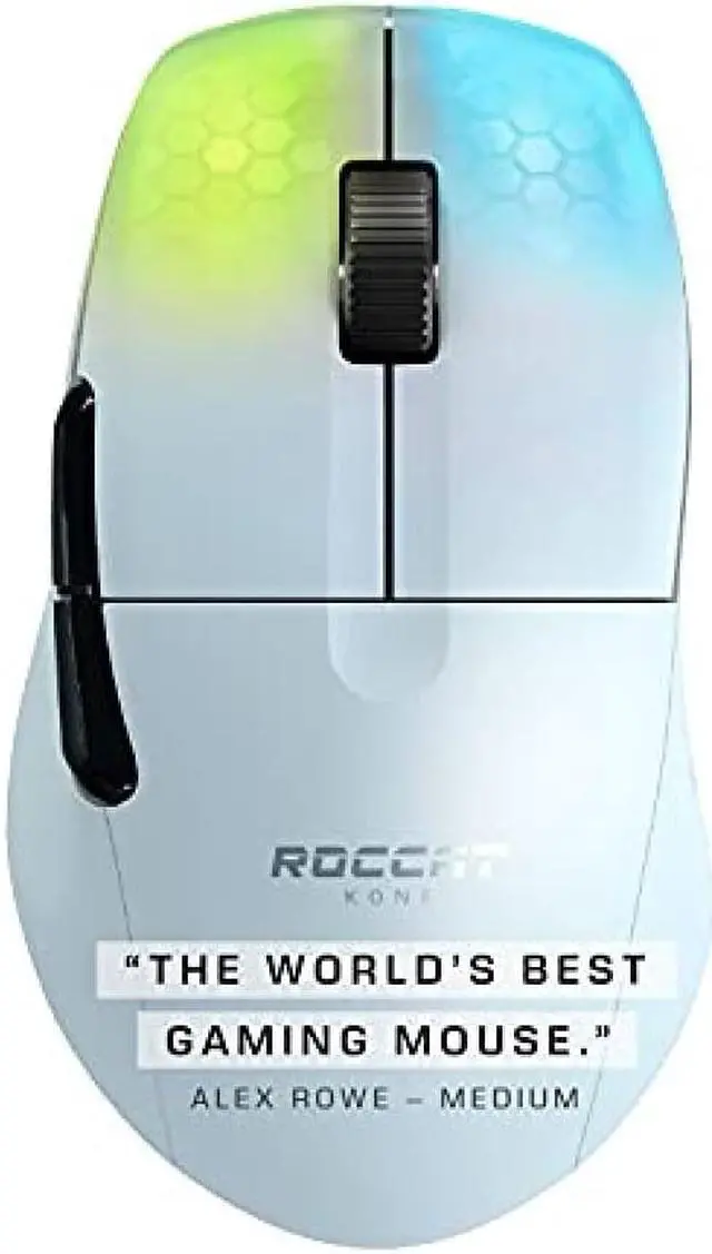 Alt view image 6 of 11 - roccat kone pro air ergonomic performance wireless pc gaming mouse with 19k dpi optical sensor, aluminum scroll wheel, & aimo rgb lighting - white