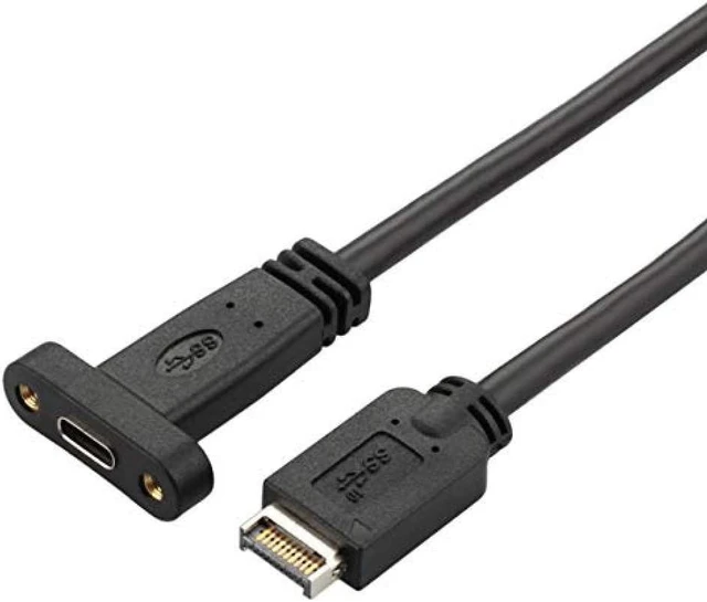 Alt view image 2 of 7 - USB 3.1 Type C front panel header extension cable 50 cm, USB 3.1 Type E to USB 3.1 Type C cable, Gen 2 10 Gbps internal adapter cable, with mounting screws