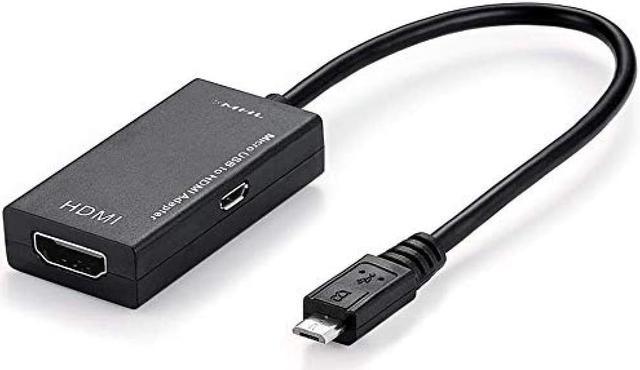 Observere dinosaurus Jeg mistede min vej MHL HDMI Conversion Adapter Micro USB HDMI Conversion Cable Video  Transmission to TV TV Output Watch YouTube on TV Andorid Output smartphone  screen from TV Android smartphone compatible (black) USB Cables -
