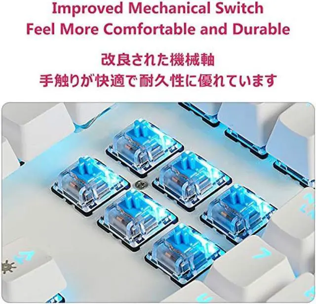Alt view image 7 of 7 - Ajazz AK35i Mechanical Keyboard Wired Gaming Keyboard White Backlit 2 Colors PBT Buttons Cute Female Keyboard English Arrangement 104 Keys (Sakura & White-Red Axis)