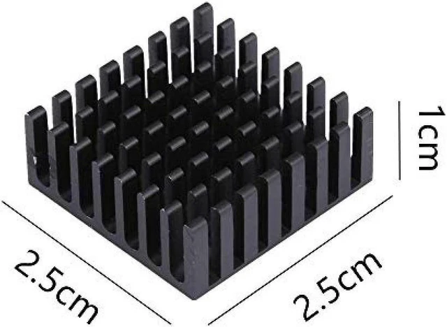 Alt view image 5 of 7 - 10 heat sinks with heat sink adhesive sheet Cooling aluminum heat sink for thermal runaway measures Audio fan heat sink Aluminum heat sink CPU Circuit board Applicable to LED amplifier 25X25X10MM
