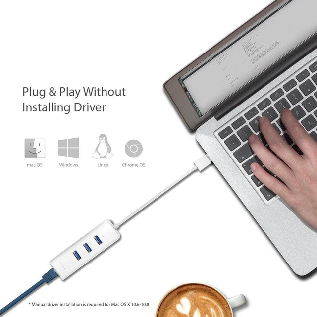 Alt view image 5 of 11 - TP-Link USB3.0 Compatible Giga Wired LAN Adapter + USB3.0 Hub 3 Port Plug & Play UE330
