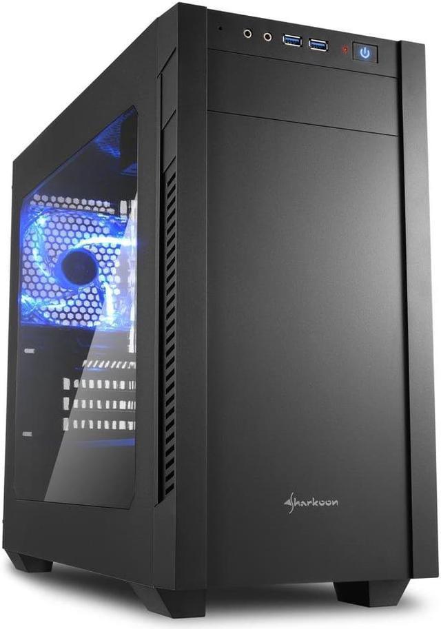 Sharkoon MicroATX Compatible Mini Tower PC Case Acrylic Window Side Panel  Black SHA-S1000-WBK Japanese Product