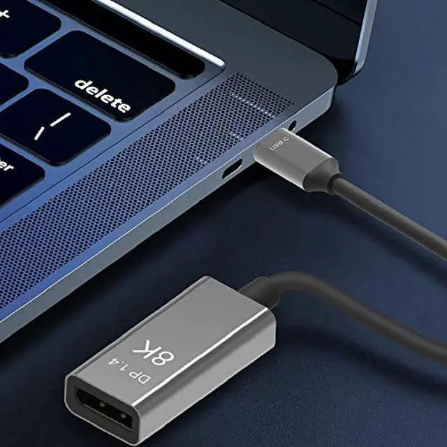 Alt view image 3 of 7 - CABLEDECONN USB C to DisplayPort1.4 8K Cable 7680x4320 DP1.4 8K 60Hz 4K 144Hz HDTV Adapter for New MacBook 2019 2020 Dell XPS (0.25M, USB C to DP, Male to Female)