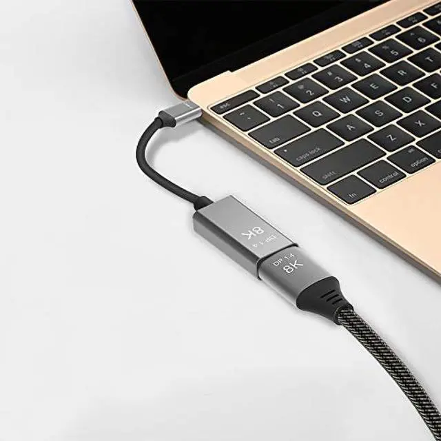 Alt view image 6 of 7 - CABLEDECONN USB C to DisplayPort1.4 8K Cable 7680x4320 DP1.4 8K 60Hz 4K 144Hz HDTV Adapter for New MacBook 2019 2020 Dell XPS (0.25M, USB C to DP, Male to Female)