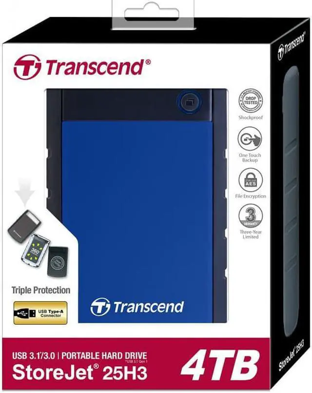 Alt view image 19 of 20 - Transcend StoreJet 25H3 4 TB 2.5" External Hard Drive - SATA - Portable