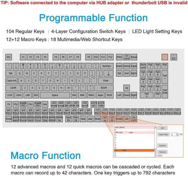 Alt view image 4 of 7 - Fully programmable mechanical keyboard Customizable left hand gaming keyboard 23 key macro key RGB backlight one hand small keyboard shot cut key DIY keyboard for programmers (red axis blue (black))