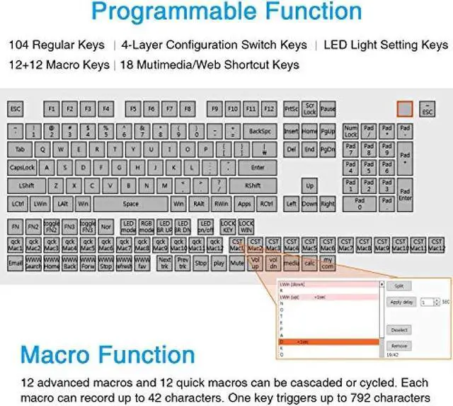 Alt view image 3 of 7 - Fully programmable mechanical keyboard Customizable left hand gaming keyboard 23 key macro key RGB backlight one hand small keyboard shot cut key DIY keyboard for programmers (blue axis RGB (black))
