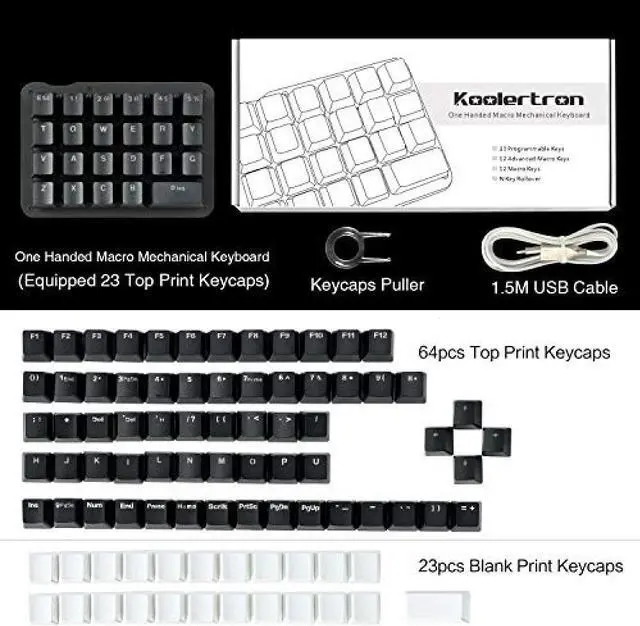 Alt view image 6 of 7 - Fully programmable mechanical keyboard Customizable left hand gaming keyboard 23 key macro key RGB backlight one hand small keyboard shot cut key DIY keyboard for programmers (blue axis RGB (black))