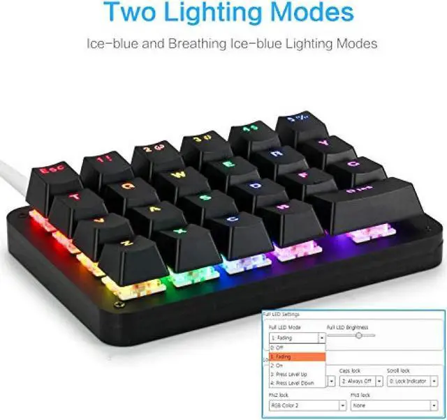 Alt view image 7 of 7 - Fully programmable mechanical keyboard Customizable left hand gaming keyboard 23 key macro key RGB backlight one hand small keyboard shot cut key DIY keyboard for programmers (blue axis RGB (black))