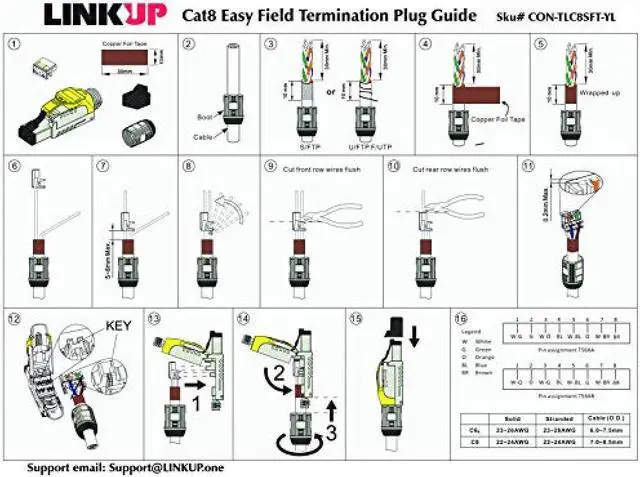 Alt view image 6 of 7 - [LINKUP] 12-Pack--Cat8 RJ45 40G Shield Die Cast Metal Field Termination Plug HDBaseT Easy Jack Ethernet Connector Internet Adapter