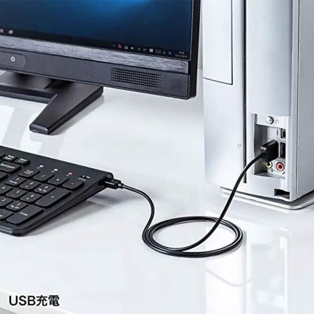 Alt view image 5 of 7 - Sanwa Supply Wireless keyboard with mouse (with numeric keypad) USB connection 2.4GHz Rechargeable Japanese 103-key pantograph Black SKB-WL31SETBK