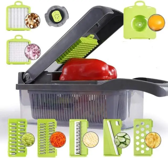Alt view image 3 of 5 - Multifunction Vegetable Fruit Slicer Chopper Food Container