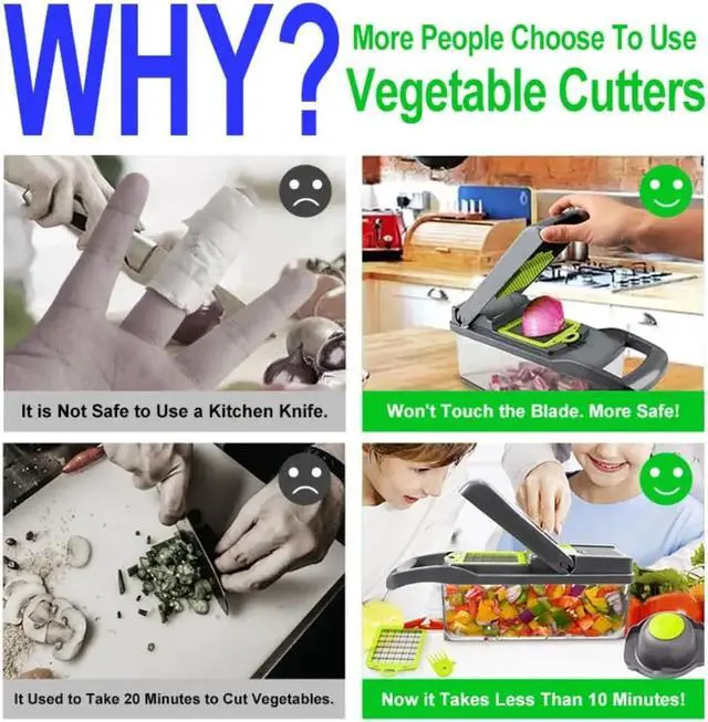 Alt view image 4 of 5 - Multifunction Vegetable Fruit Slicer Chopper Food Container
