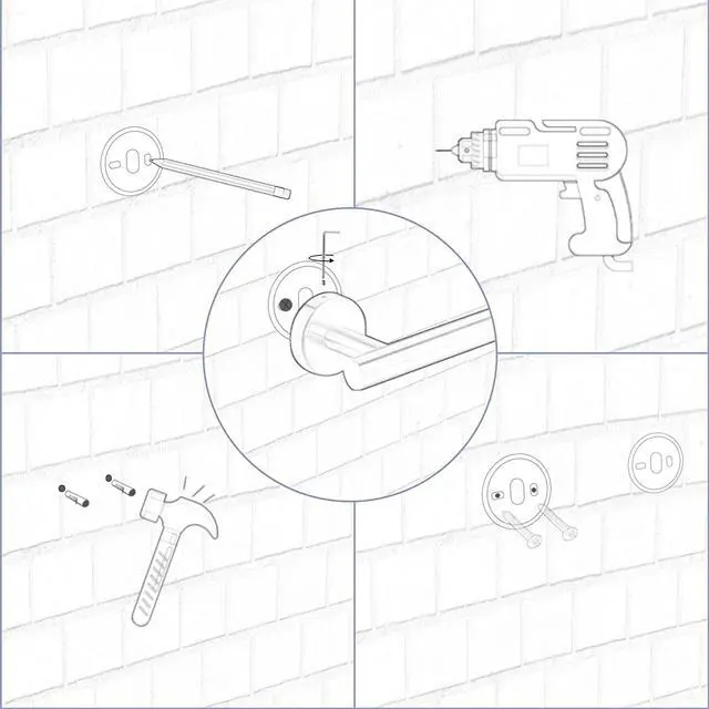 Alt view image 3 of 7 - 6 Piece Bathroom Towel Rack Set Wall Mount