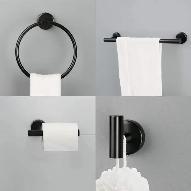 Alt view image 5 of 7 - 6 Piece Bathroom Towel Rack Set Wall Mount
