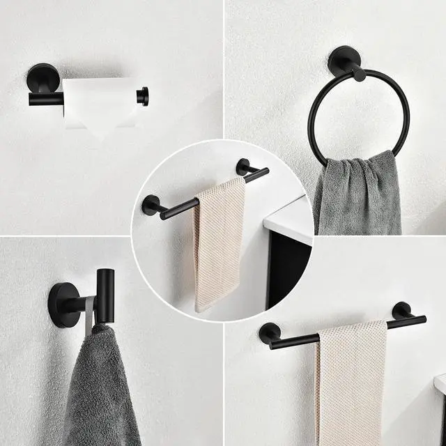 Alt view image 7 of 7 - 6 Piece Bathroom Towel Rack Set Wall Mount