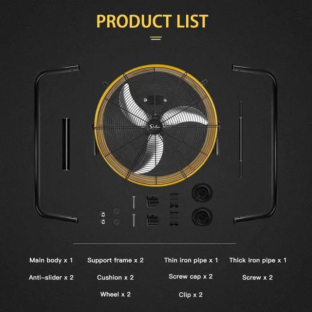 Alt view image 2 of 5 - Simple Deluxe 3 Speed Circulation for Industrial; Commercial; Residential; and Shop Use 24 Inch High Velocity Air Movement Heavy Duty Metal Drum Fan; Yellow