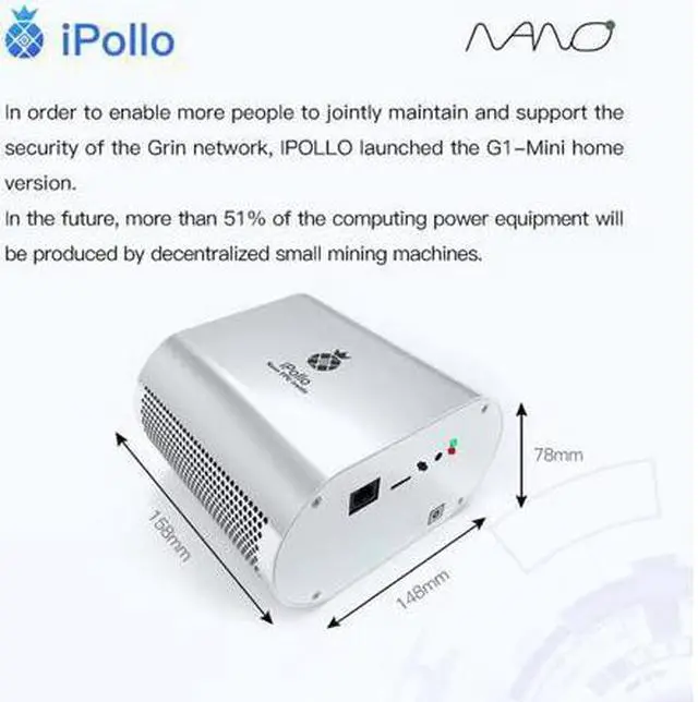 Alt view image 6 of 6 - Grin Miner iPollo G1 Mini 1.4G/S(with PSU) Home Mining Machine Cuckatoo32/31 Algorithm 100w Low noise Small&simple Home Riching