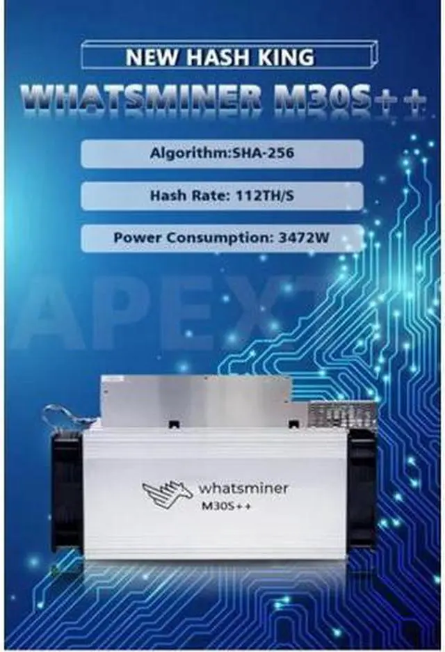 Alt view image 6 of 6 - Btc Miner Whatsminer M30s++ Miner 112t 3472W Power Supply Included