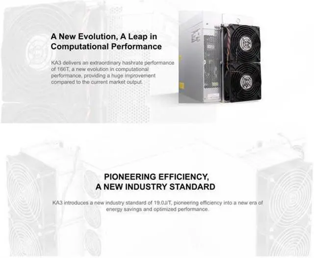 Alt view image 2 of 6 - Antminer KA3 166TH/S Most Efficient Miner KDA Mining Machine KDA Blake2S Air-cooling with 3154W Power Supply Included