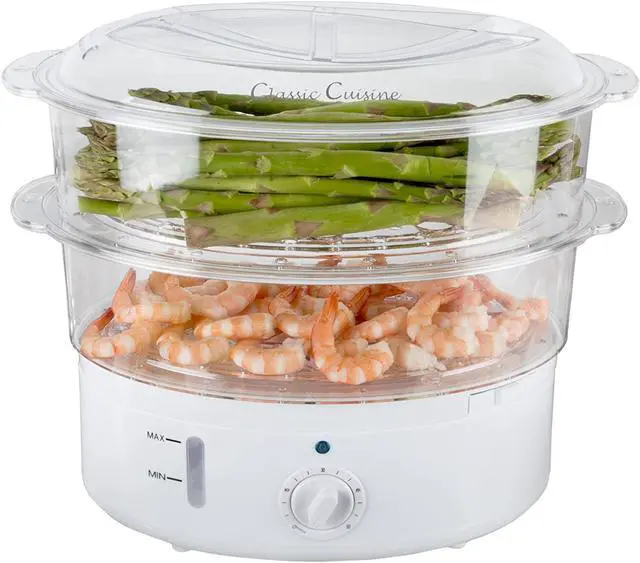 Main image of Vegetable Steamer Rice Cooker- 6.3 Quart Electric Steam Appliance with Timer for Healthy Fish, Eggs, Vegetables, Rice, Baby Food by Classic Cuisine, 11"D x 11"W x 12.25"H