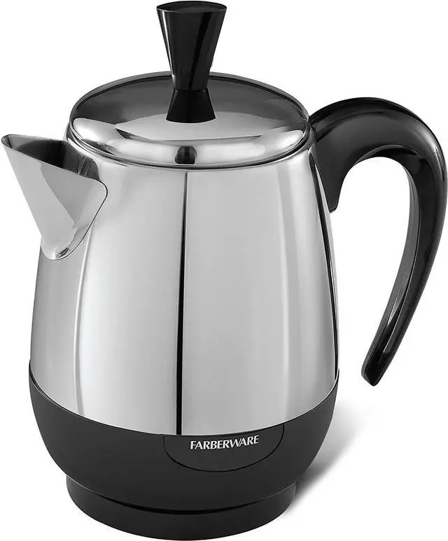 Main image of Farberware Electric Coffee Percolator, FCP240, Stainless Steel Basket, Automatic Keep Warm, No-Drip Spout, 4 Cup