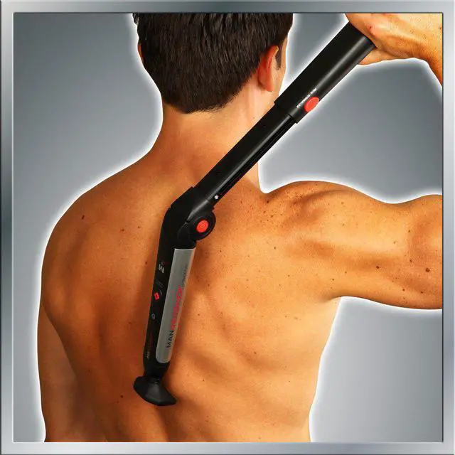 Alt view image 3 of 7 - MANGROOMER - ULTIMATE PRO Back Shaver with 2 Shock Absorber Flex Heads, Power Hinge, Extreme Reach Handle and Power Burst
