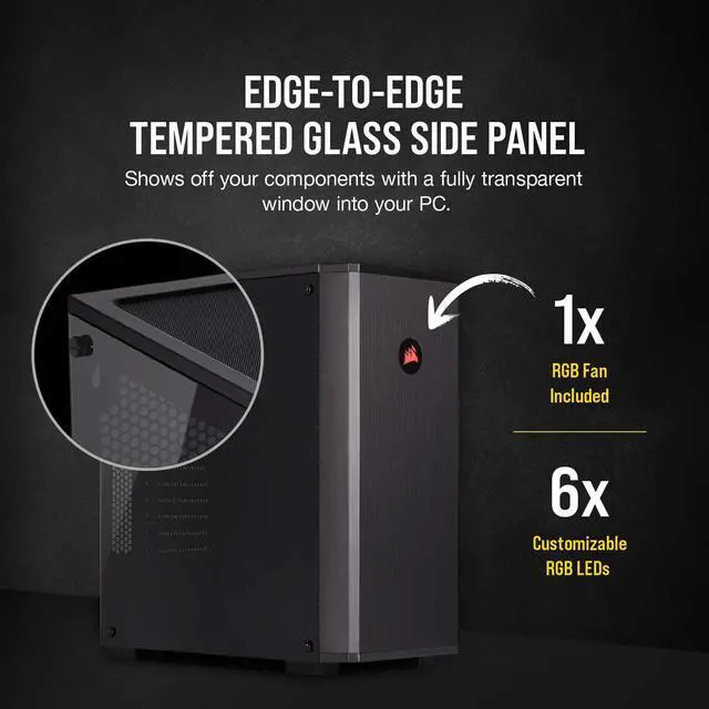 Alt view image 13 of 14 - CORSAIR Carbide Series 175R RGB Tempered Glass Mid-Tower ATX Gaming Case, Black - CC-9011171-WW