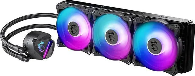 Alt view image 5 of 8 - MSI MAG Series CORELIQUID 360R, ARGB CPU Liquid Cooler (AIO): Rotatable Blockhead Design, 360mm Radiator, Triple 120mm ARGB PWM Fans LGA 1700 / AM5 Compatible