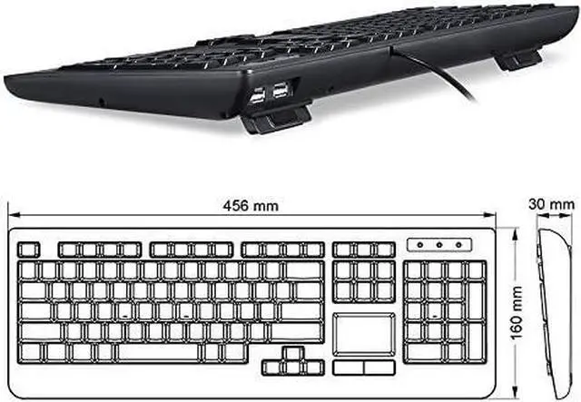 Alt view image 3 of 6 - Perixx Periboard-313 Wired USB Backlit Keyboard with Touchpad, Full Size Layout, 3 Level LED Backlit Design, Black, US English Layout (11445)