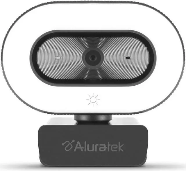 Main image of Aluratek 1080p HD Webcam with Ring Light, Auto Focus and Directional Noise Cancelling Mic, Universally Compatible, LED Adjustable Ring Light