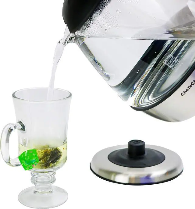 Alt view image 2 of 7 - Chef'sChoice 680 Cordless Electric Glass Kettle In Brushed Stainless Steel Includes Illuminated On Off Switch Auto Shut Off & Boil Dry Shut Off Protection, 1.5-Liter, Silver
