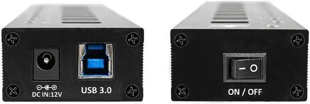 Alt view image 4 of 7 - Vantec 10-Port USB 3.0 Hub, Aluminum, Full Powered, Mountable, with All Ports Data & Charging Up to 1.5A, BC 1.2, Premium 12V/5A, 60W Power Adapter (UGT-AH110U3-BK),Black