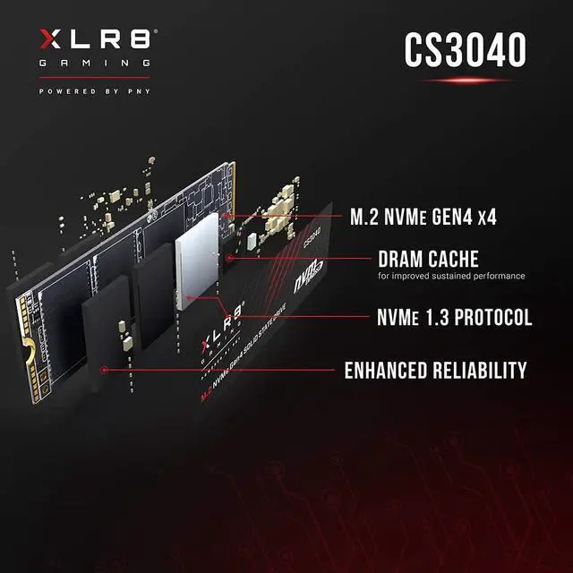 Alt view image 10 of 12 - PNY XLR8 CS3040 500GB M.2 NVMe Gen4 x4 Internal Solid State Drive (SSD) - M280CS3040-500-RB