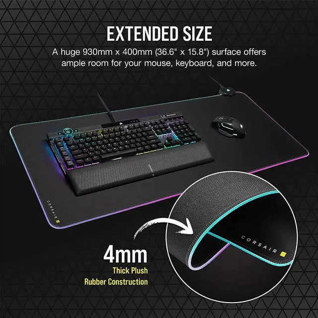 Alt view image 18 of 20 - Corsair MM700 RGB CH-9417070-WW Extended Cloth Gaming Mouse Pad