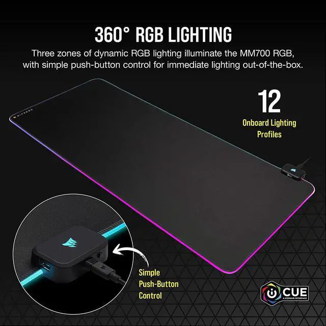 Alt view image 20 of 20 - Corsair MM700 RGB CH-9417070-WW Extended Cloth Gaming Mouse Pad