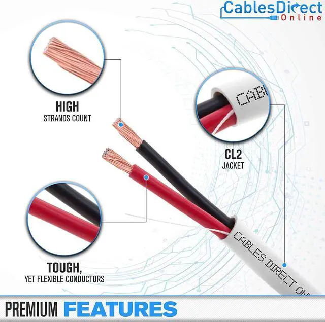 Alt view image 6 of 9 - 500ft 18AWG 2 Conductors (18/2) CL2 Rated Loud Speaker Cable Wire Pull Box (for in-Wall Installation) (18AWG / 2 Conductors 500ft)
