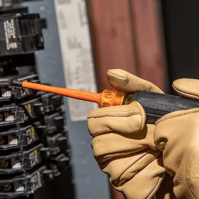 Alt view image 5 of 6 - Klein Tools 33736INS Klein Tools 33736INS Insulated Screwdriver Set, 1000V Slim-Tip Driver with Phillips, Cabinet and Square Bits and a Magnetizer, 6-Piece