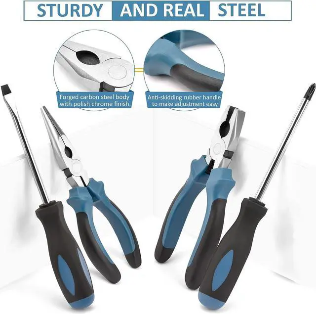 Alt view image 4 of 7 - Sundpey Home Tool Kit 148-Pcs - Household Basic Complete Hand Repair portable Tool Set with Case & Ratcheting Screwdriver & Hex Key & Pliers & Wrench & Voltage Tester & Water Pump Plier for Men Women